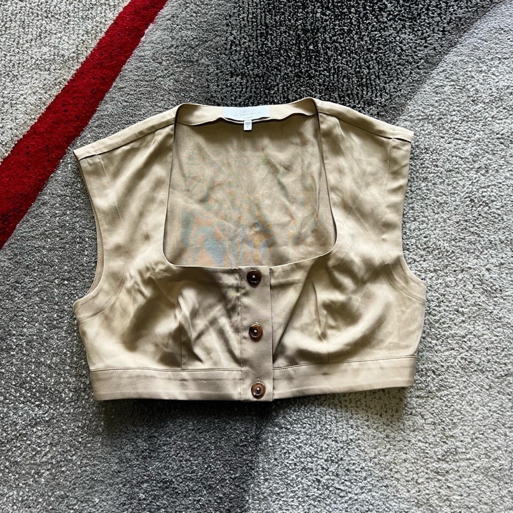 L’Academia Revolve Beige Cropped Square Neck Vest